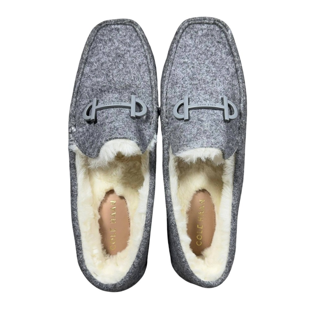 Cole Haan Tully Driver Loafer Grey Faux Fur Slipper‎ - Women Size 9.5